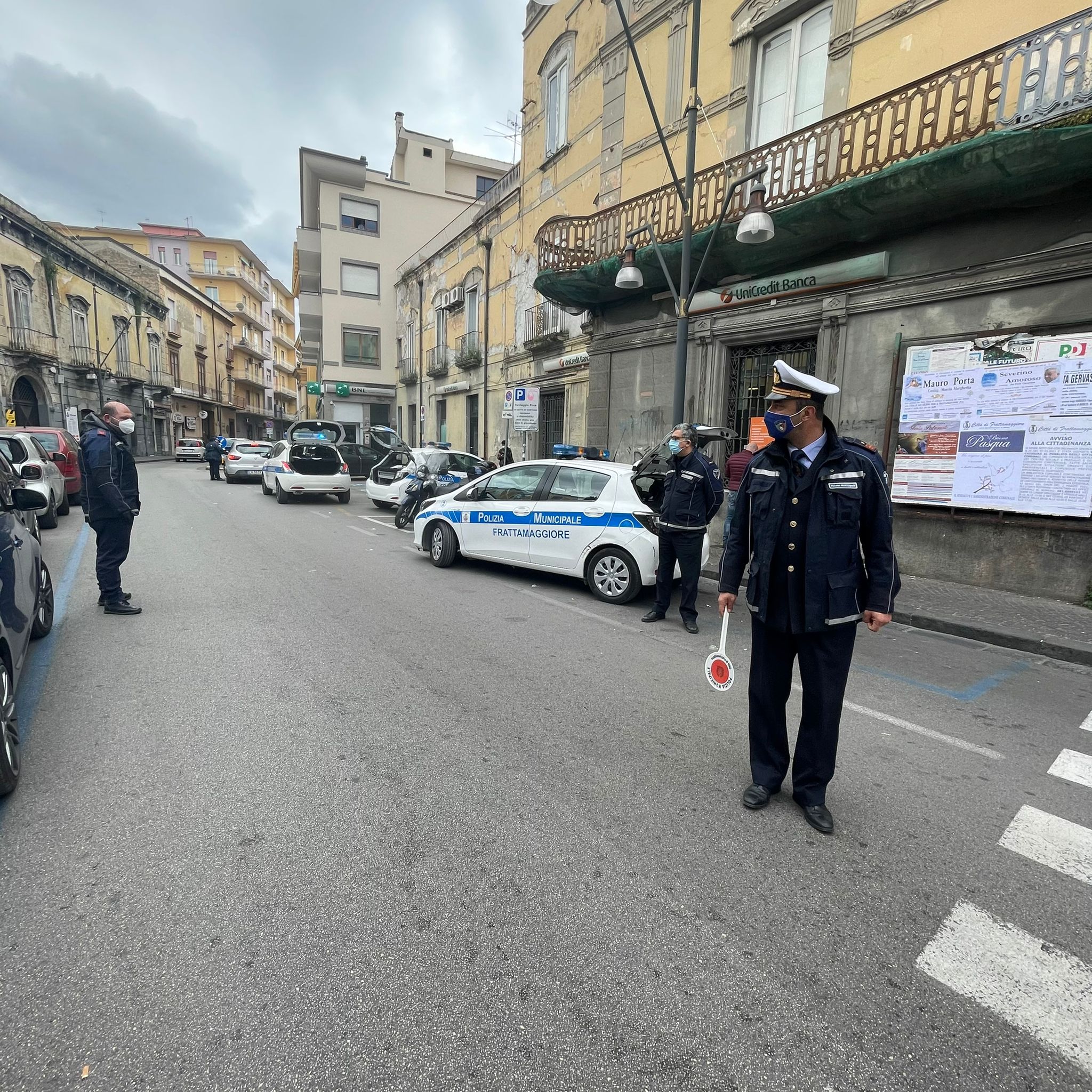 Frattamaggiore- Controlli anti-covid da parte della polizia locale.