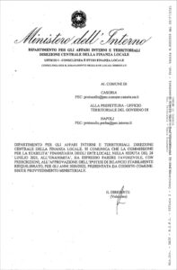 Ministero Interni Casoria Questione Bilancio