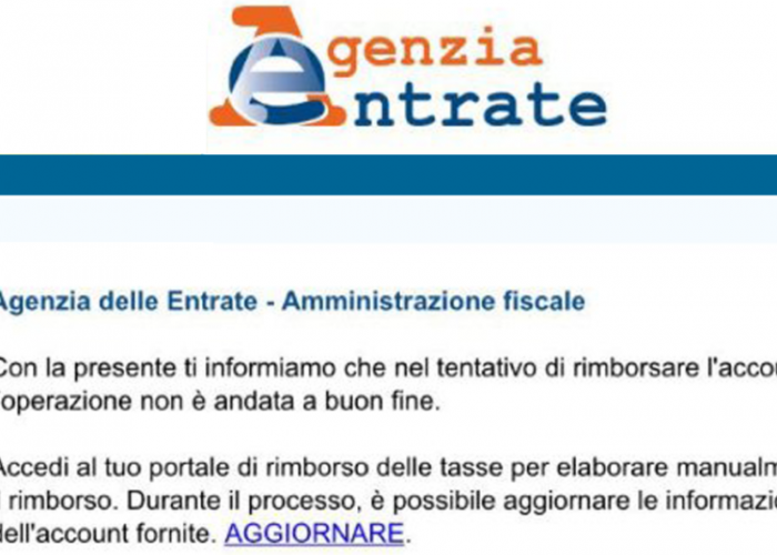 Rimborsi IVA email truffa Agenzia