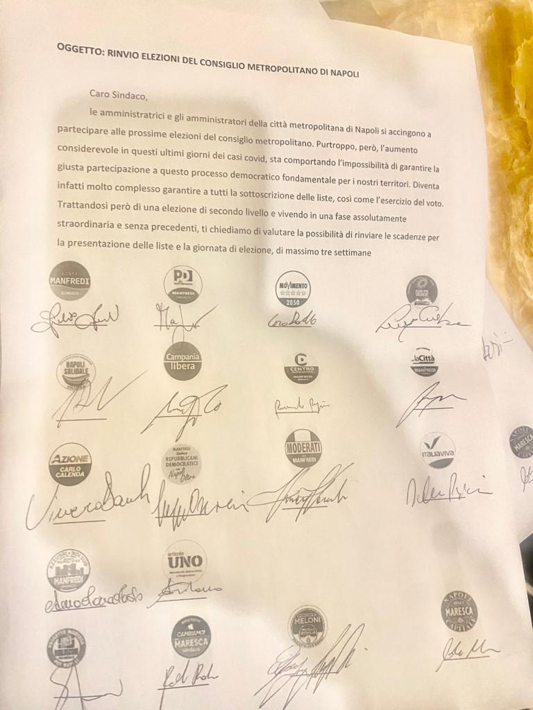 Elezioni del consiglio metropolitano di Napoli ,si rinvia