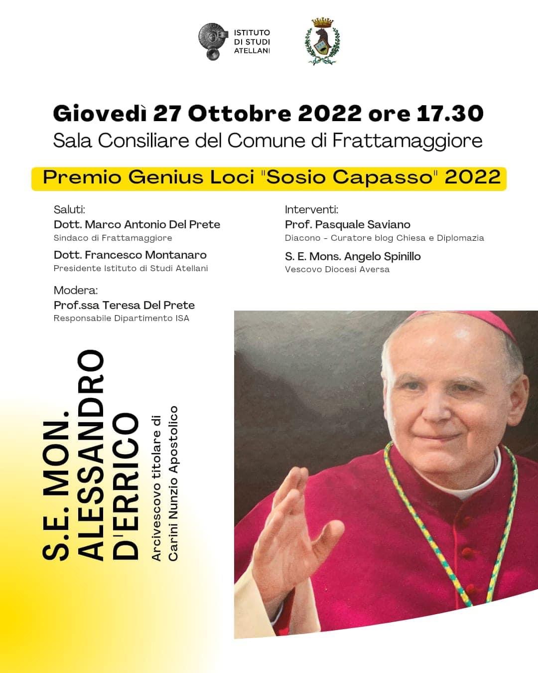 Premio Genus Loci 2022, Mons. D’Errico