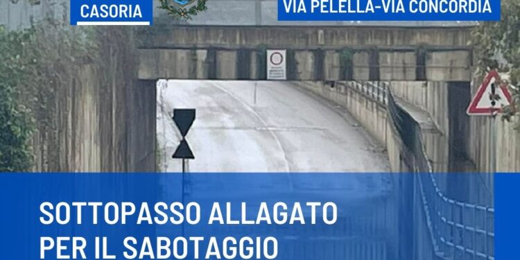 Casoria , si allaga il sottopasso di Via Pelella, frutto di un sabotaggio