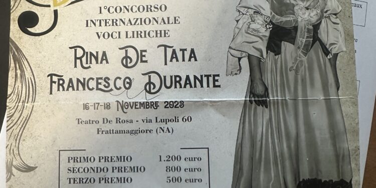 Frattamaggiore, Primo concorso internazionale voci liriche, Premio Rina De Tata