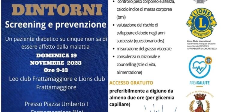 Frattamaggiore, i Lions scendono in piazza per la prevenzione del diabete