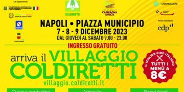 Napoli, Piazza Municipio , parte giovedì 7 , Il Villaggio Contadino di Natale della Coldiretti