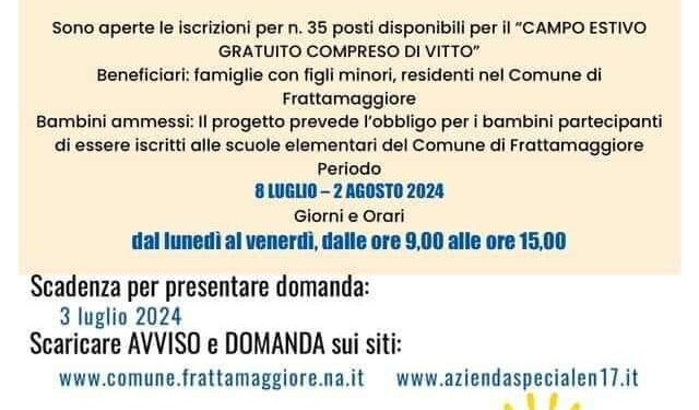 Frattamaggiore, Campo estivo gratis per tutti