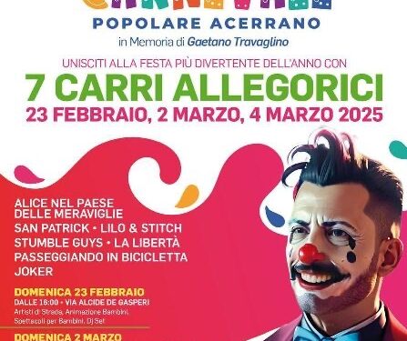 ACERRA: Parte domenica 23 febbraio il Carnevale popolare acerrano
